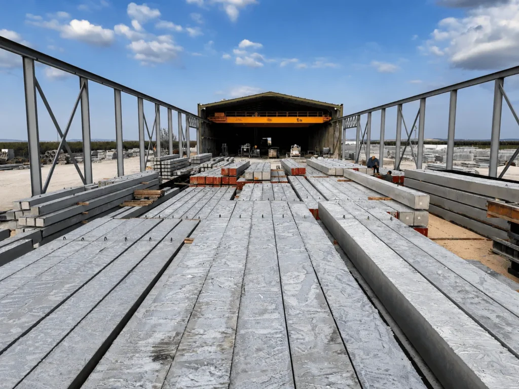 Zona de produccion y acopio en las instalaciones de Prefabricados Relenco