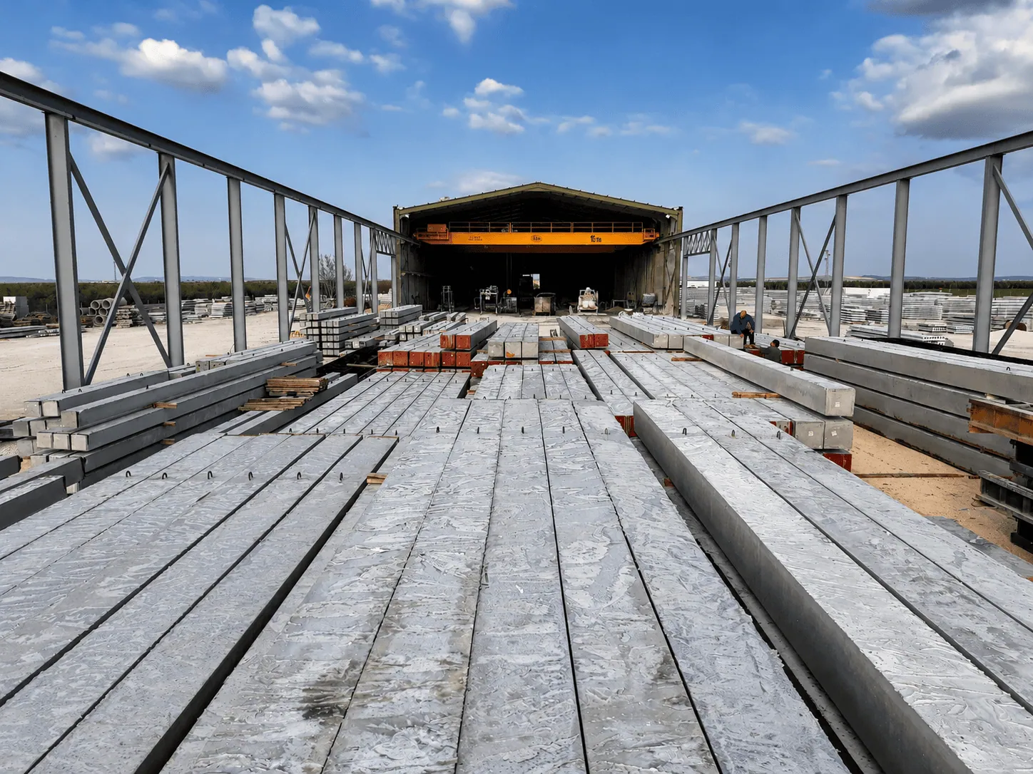 Zona de produccion y acopio en las instalaciones de Prefabricados Relenco
